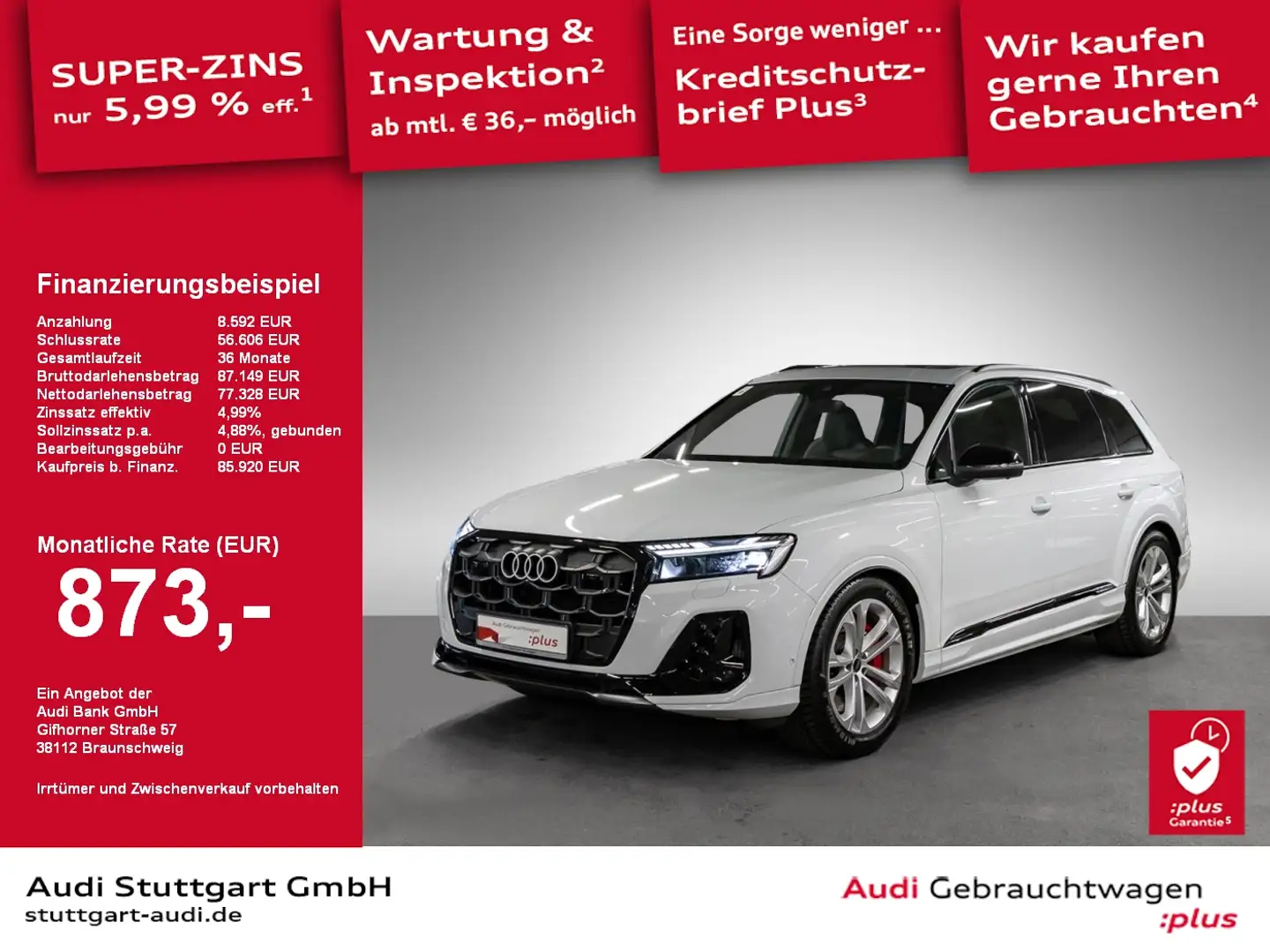Audi Q7 SUV TFSIe S line 60 TFSI e quattro tiptronic Blanc - 1