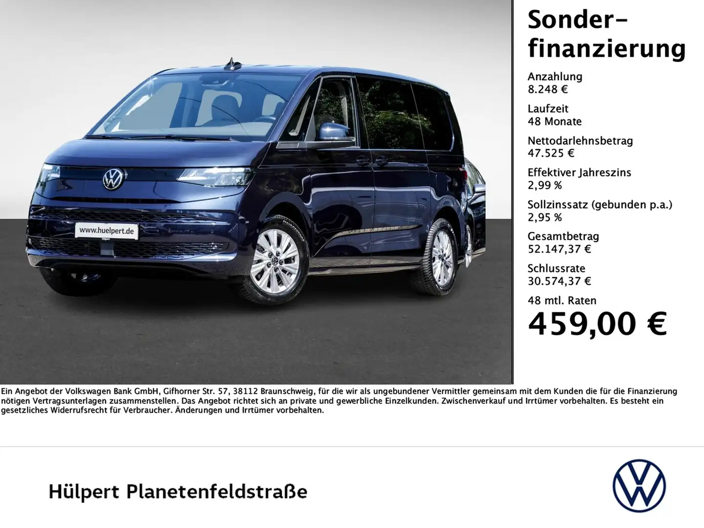 Volkswagen T7 Multivan 2.0 AHK CAM LM17 EKLAPPE NAVI SITZHZ Blau - 1