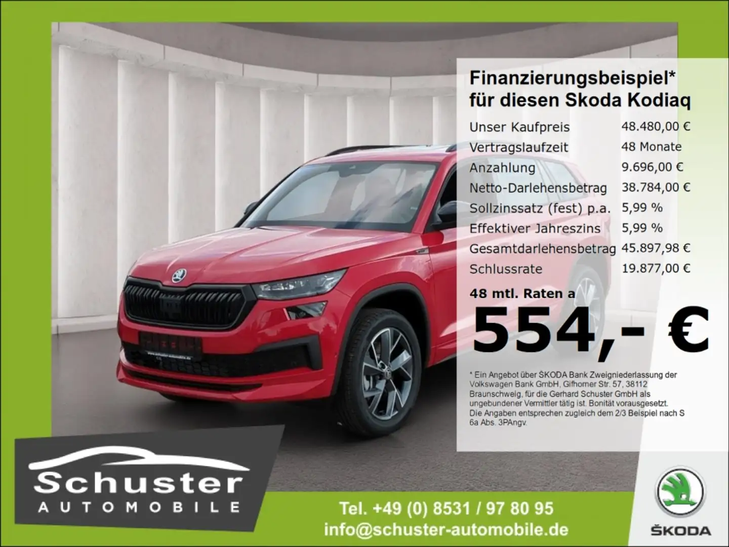 Skoda Kodiaq SPORTLINE 4x4 TDI*AHK Panodach R-Kam ACC Rot - 1