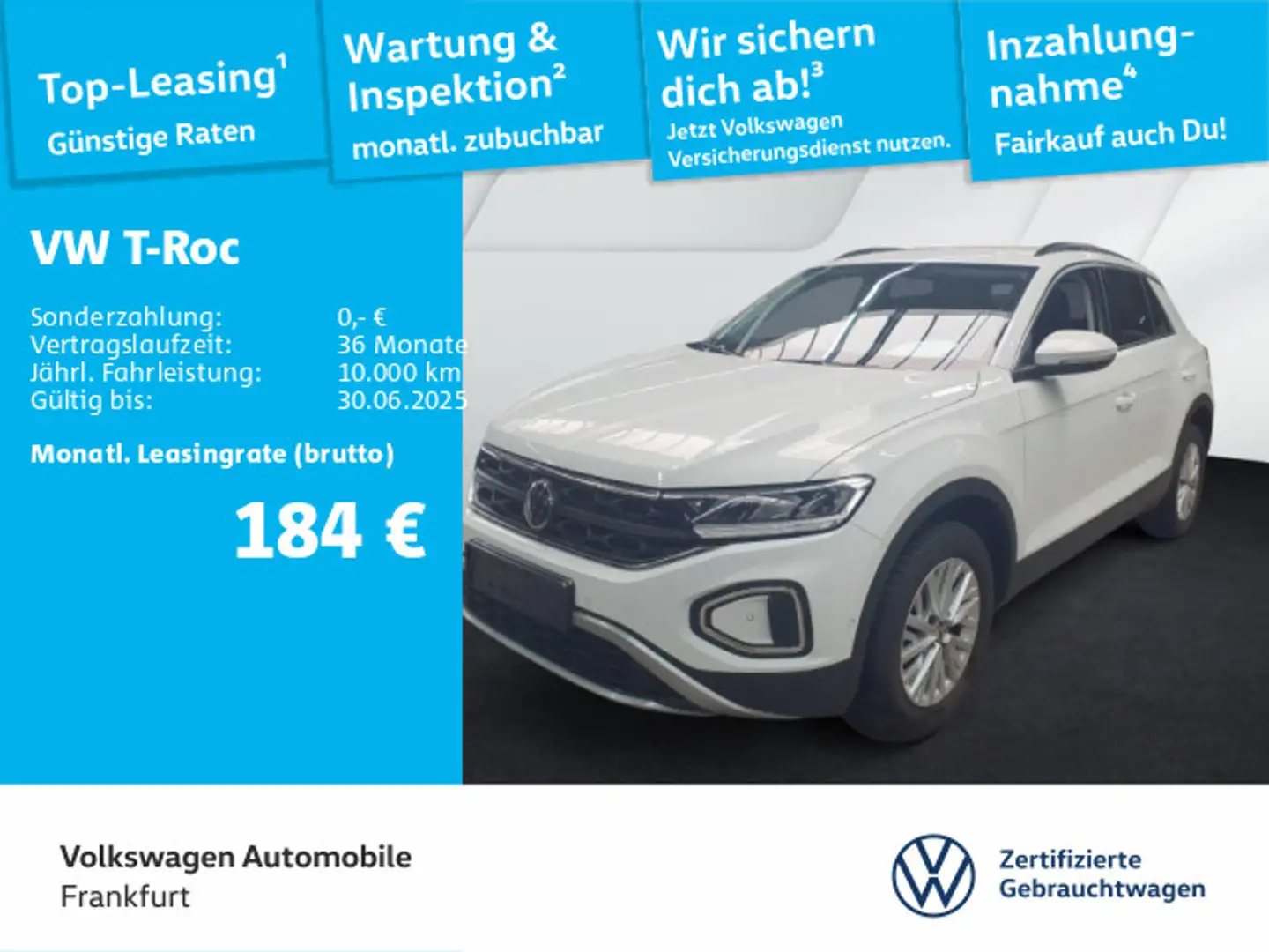 Volkswagen T-Roc 1.0 TSI Life Navi LED DAB+ FrontAssist Weiß - 1