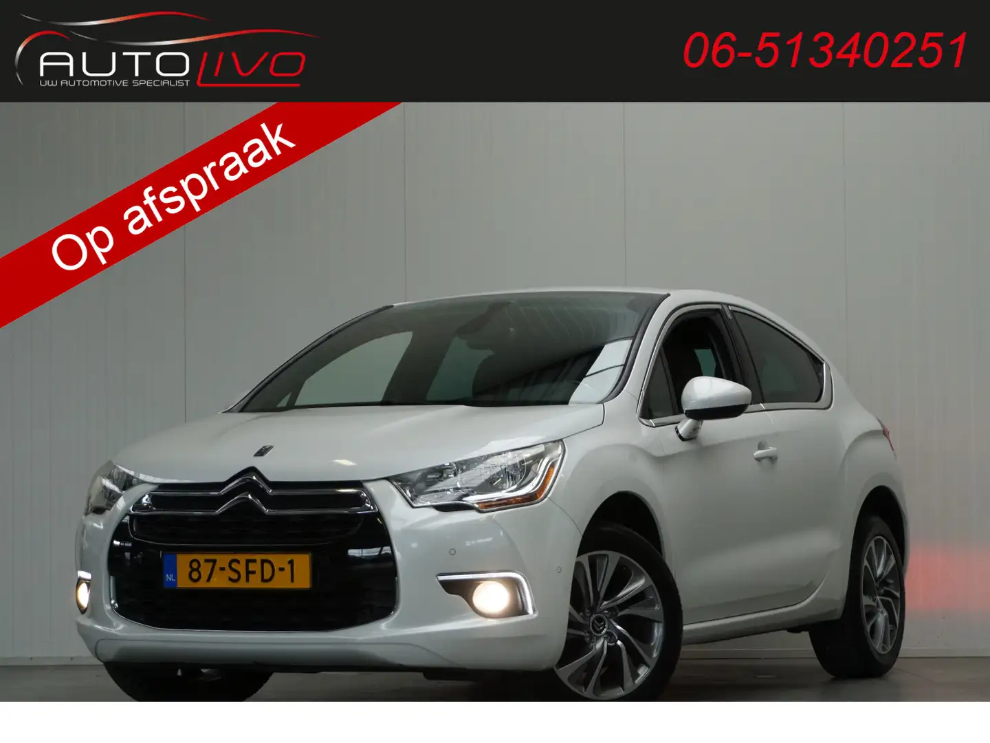 Citroen DS4 1.6 THP So Chic AUTOMAAT! H. LEER MASSAGE NAVI CLI Wit - 1