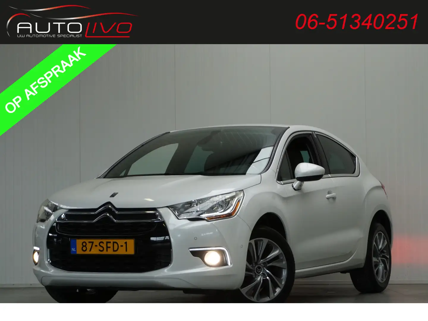 Citroen DS4 1.6 THP So Chic AUTOMAAT! H. LEER MASSAGE NAVI CLI Wit - 1