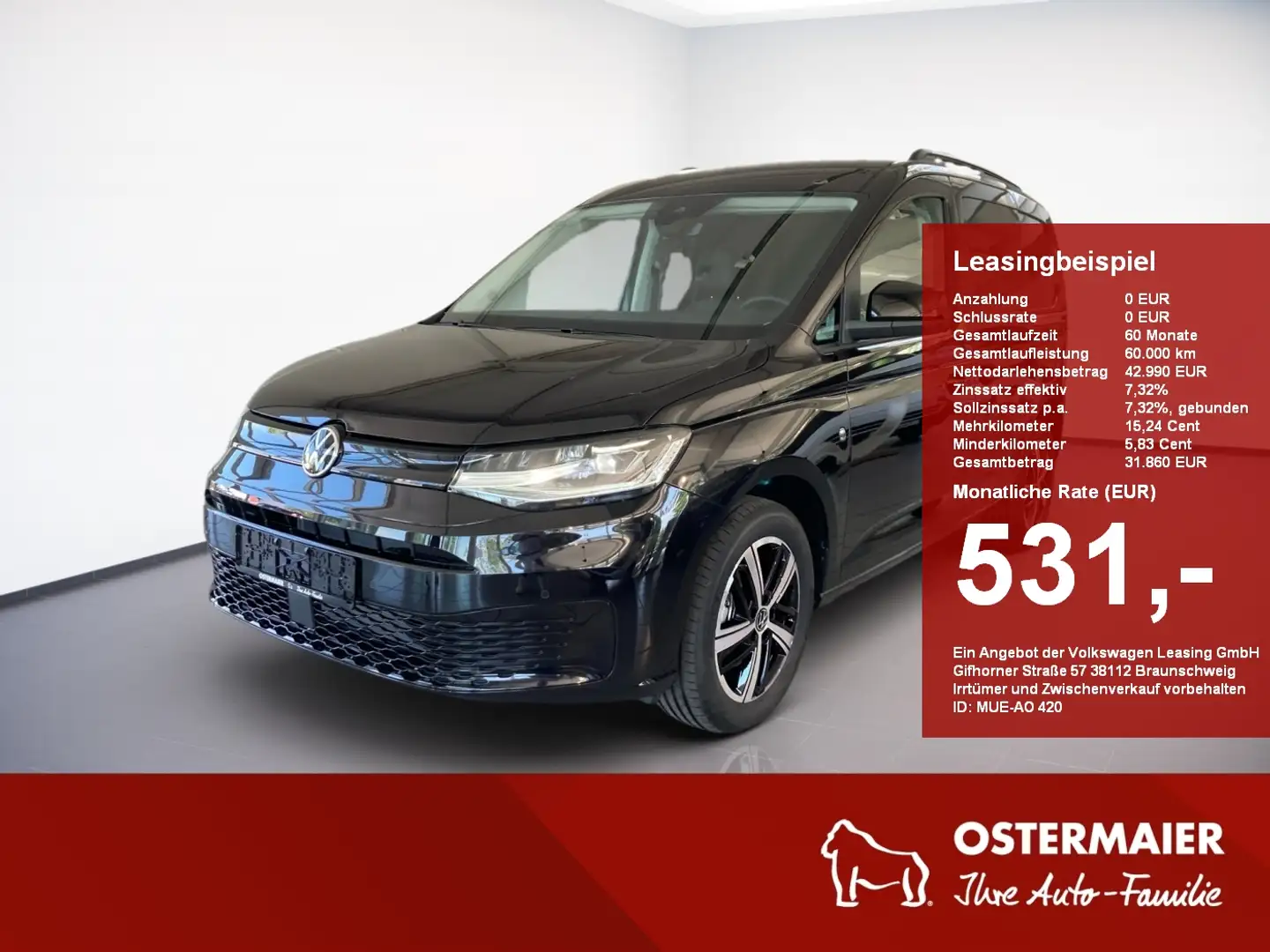 Volkswagen Caddy FLEXIBLE 2.0TDI 122PS DSG 5J-GARANTIE.LED.AHK.17 A Schwarz - 1