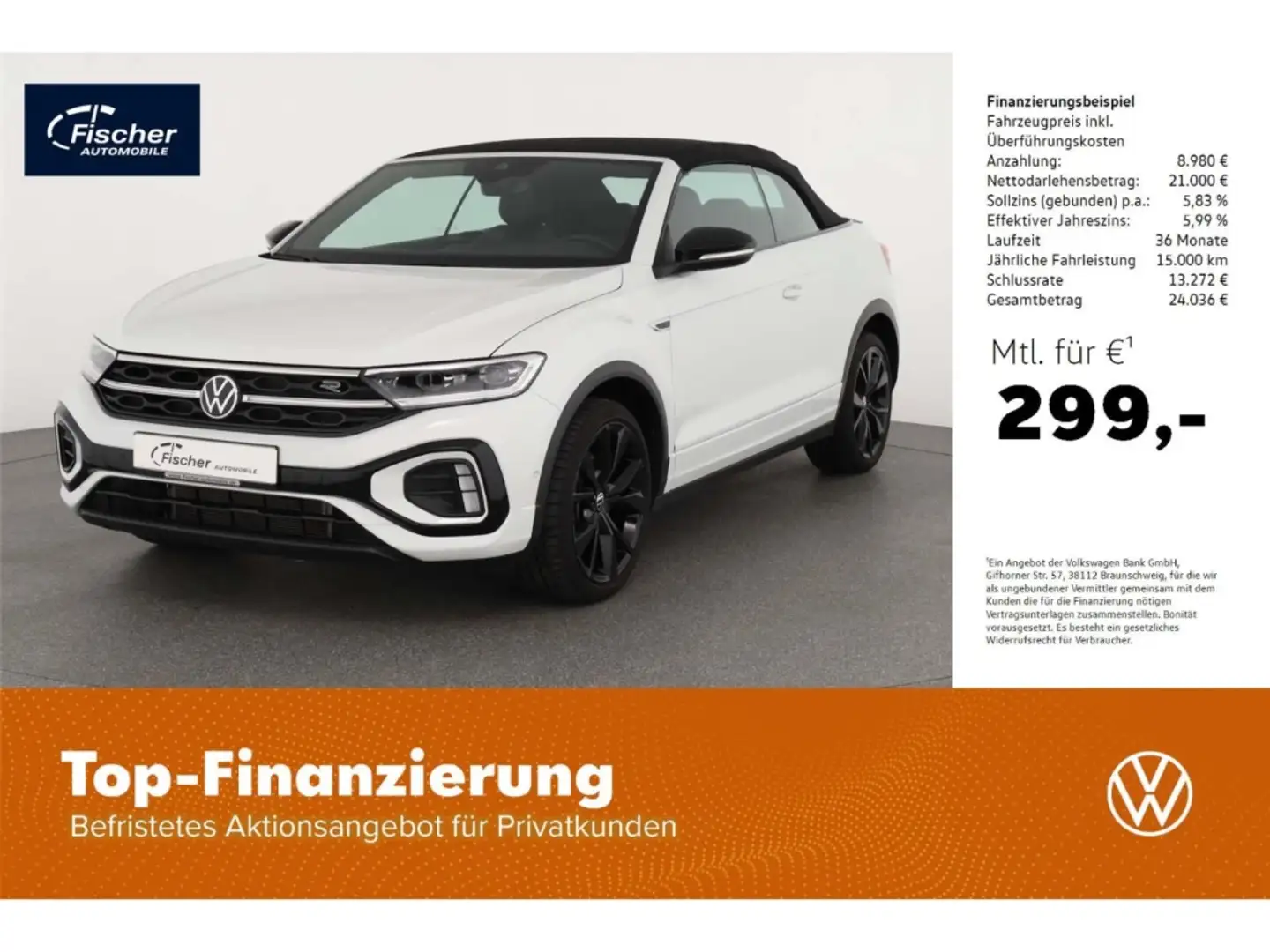 Volkswagen T-Roc Cabriolet 1.5 TSI R-Line Black Style Weiß - 1