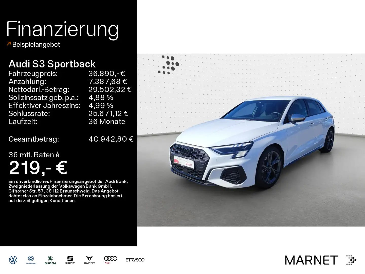 Audi S3 2.0 TFSI quattro*Matrix*Optikpaket* Weiß - 1