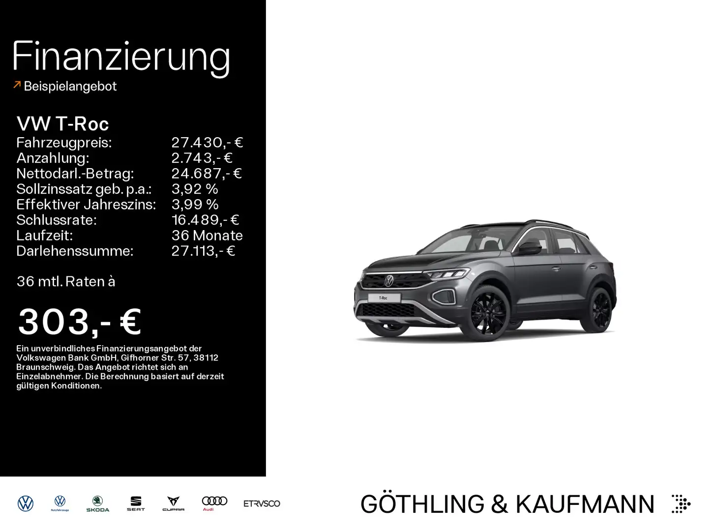 Volkswagen T-Roc Life 1.5 TSI 110kW DSG*NAVI*AHK*KAM*LED*VI Grau - 1