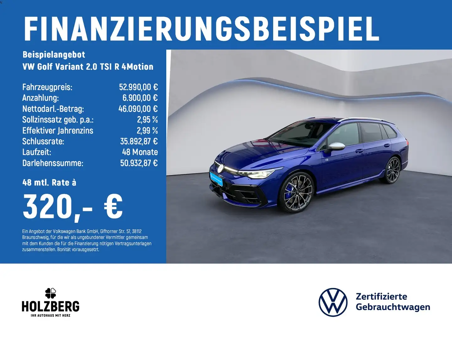 Volkswagen Golf Variant 2.0 TSI R 4Motion MATRIX+H&K+HUD Blau - 2