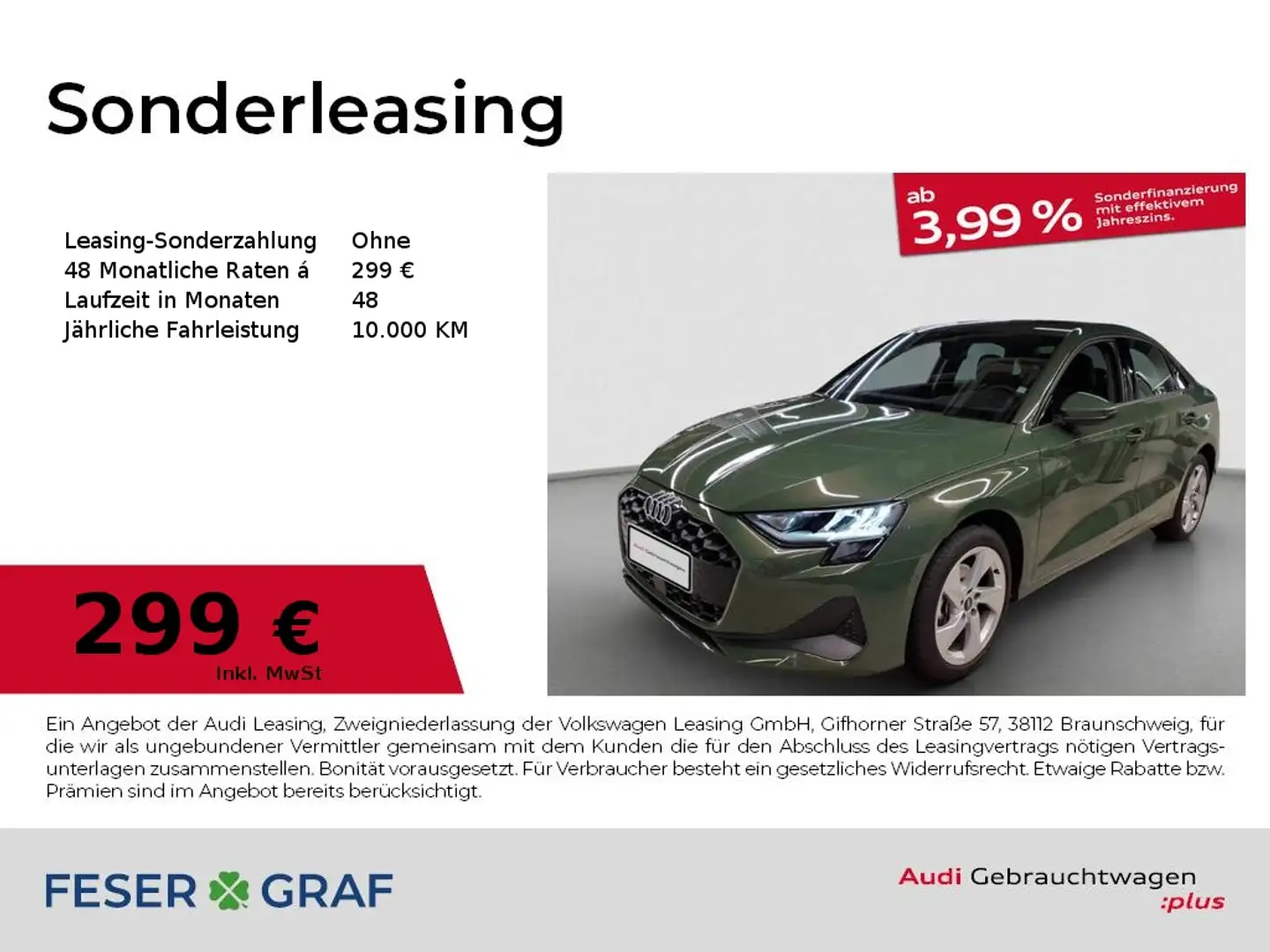 Audi A3 Limo 35TFSI S tronic/LED/Navi+/Kamera/AHK/ACC Grün - 1