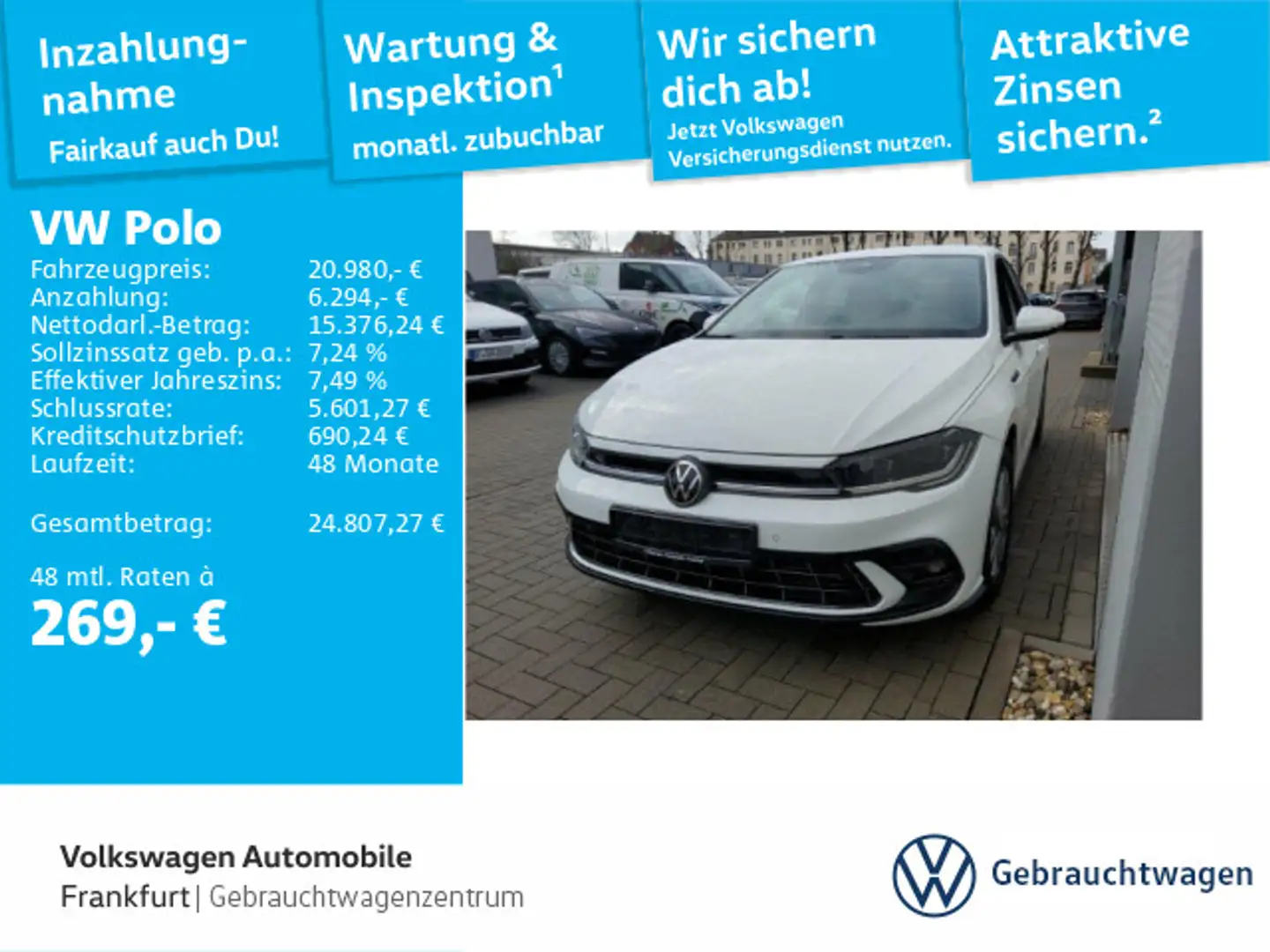 Volkswagen Polo 1.0 TSI R-Line FrontAssist IQ.Light DAB+ Weiß - 1