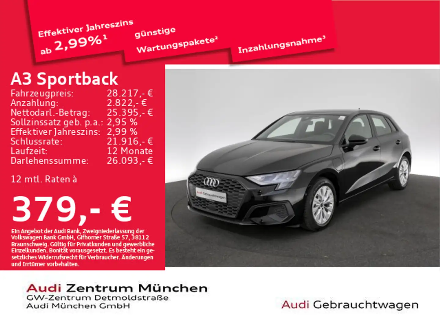 Audi A3 40 TFSI e S tronic S line Virtual+/ Schwarz - 1