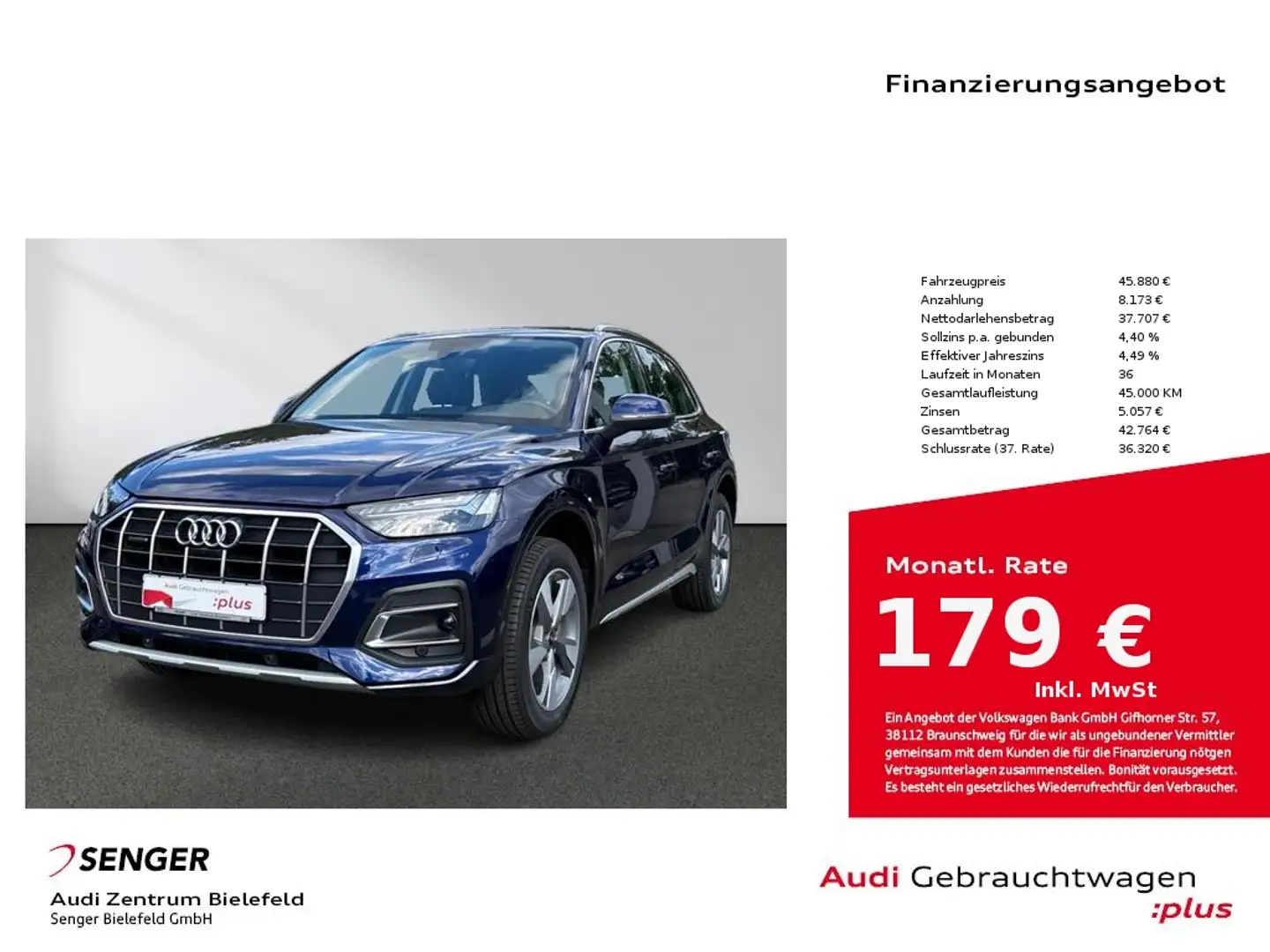 Audi Q5 40 TDI quattro S tronic Matrix LED HUD AHK Blauw - 1