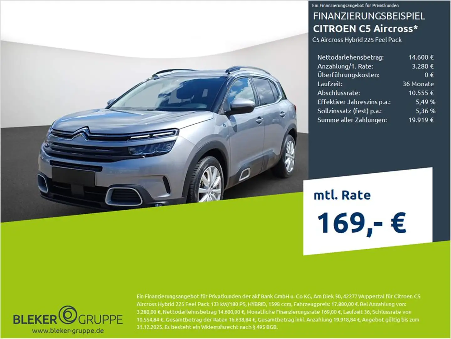 Citroen C5 Aircross Hybrid 225 Feel Pack Grijs - 1