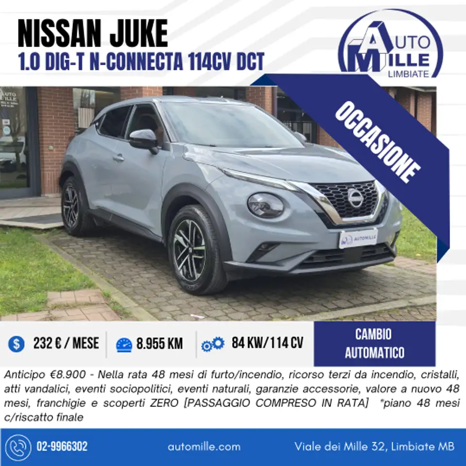 Nissan Juke 1.0 dig-t N-Connecta 114cv dct *NON VINCOLATO A FINANZIAMENTO*