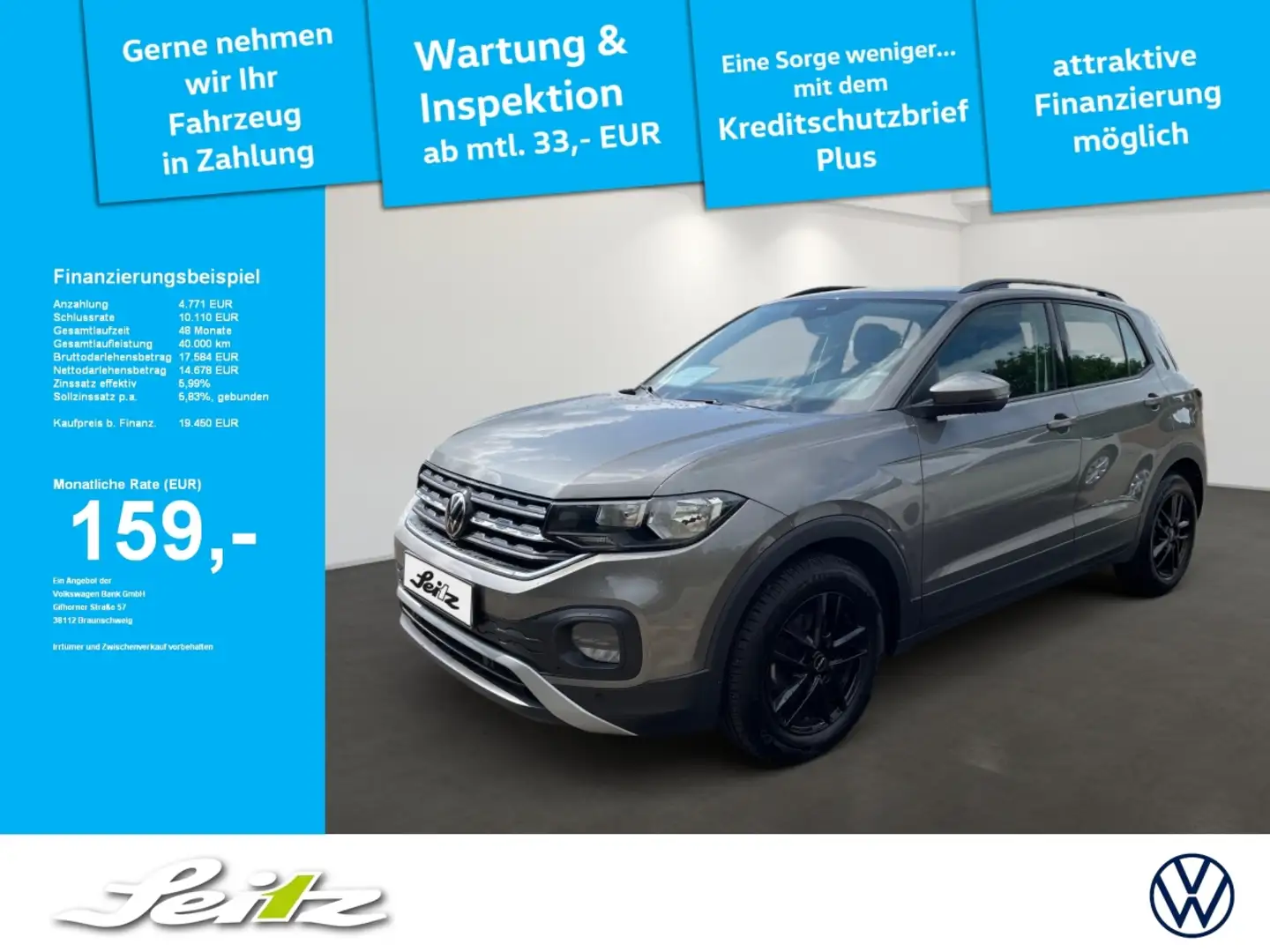 Volkswagen T-Cross 1.0 TSI DSG Life *PARKSENSOR*SITZH*LED*AHK Grau - 1