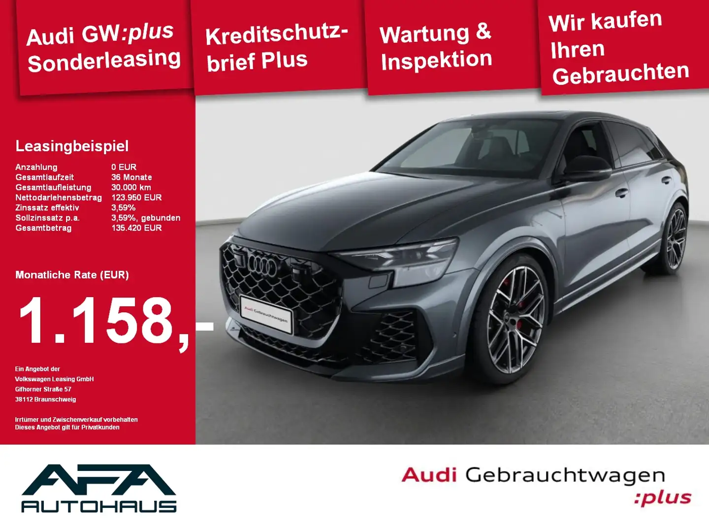 Audi RS Q8 TFSI qu. tiptr. RS-Sportabgas*Pano*B&O*AHK Gris - 1