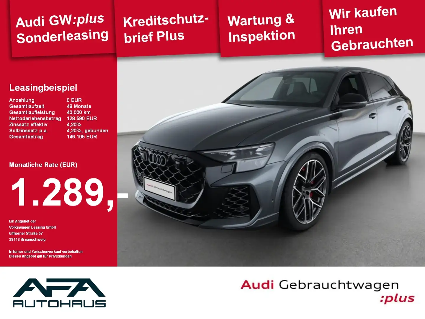 Audi RS Q8 TFSI qu. tiptr. RS-Sportabgas*Pano*B&O*AHK Grau - 1