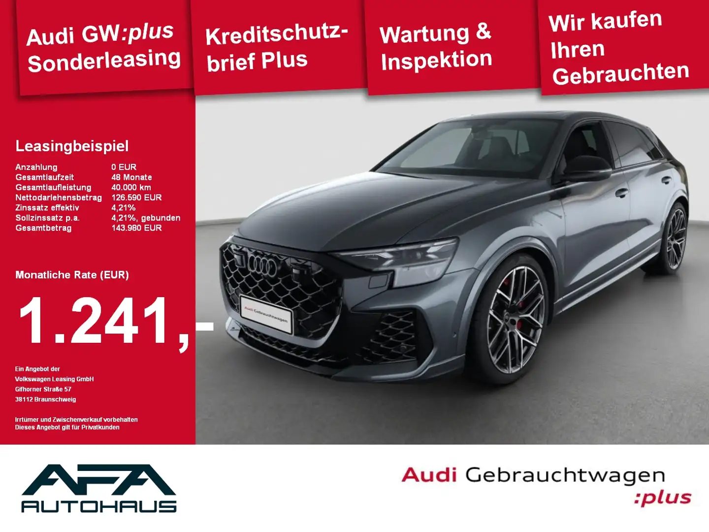 Audi RS Q8 TFSI qu. tiptr. RS-Sportabgas*Pano*B&O*AHK Gri - 1