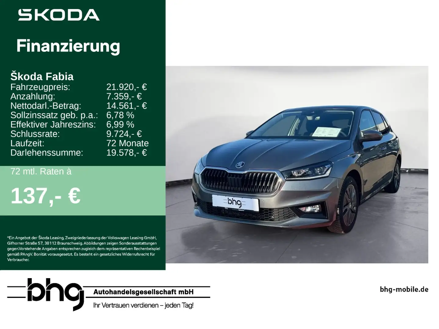 Skoda Fabia 1.0 TSI Selection DSG PANO KAMERA ACC LED Grau - 1