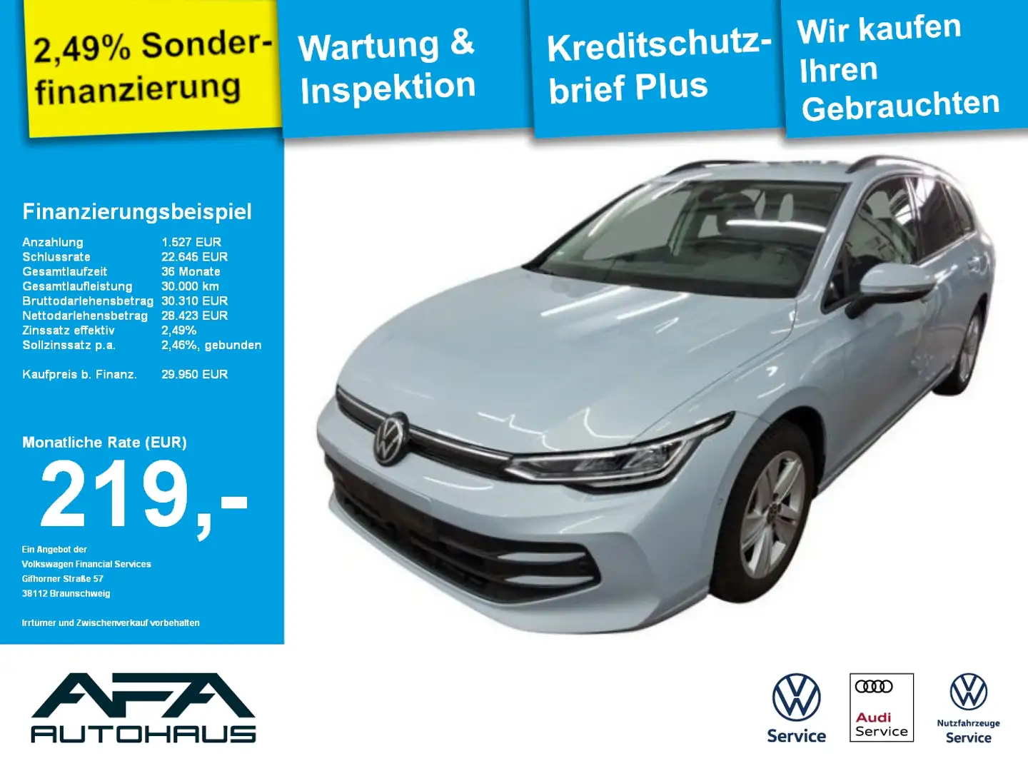 Volkswagen Golf VIII Var. 1.5 eTSI LIFE DSG LED*RFK*ACC*APP Blau - 1