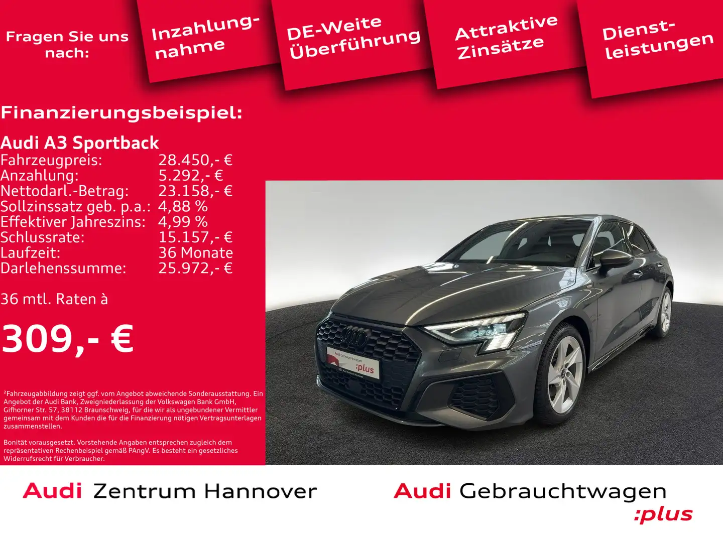 Audi A3 S line 35 TFSI S-Line Matrix ACC vi Grau - 2