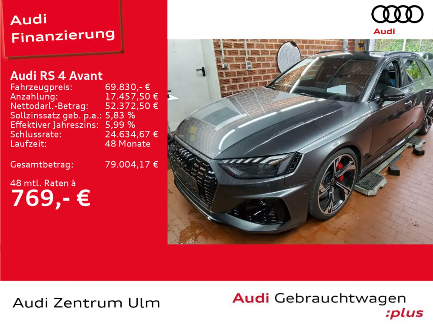 Audi RS4 2.9 TFSI MATRIX PANO AHK 280 KMH HuD Grau - 1