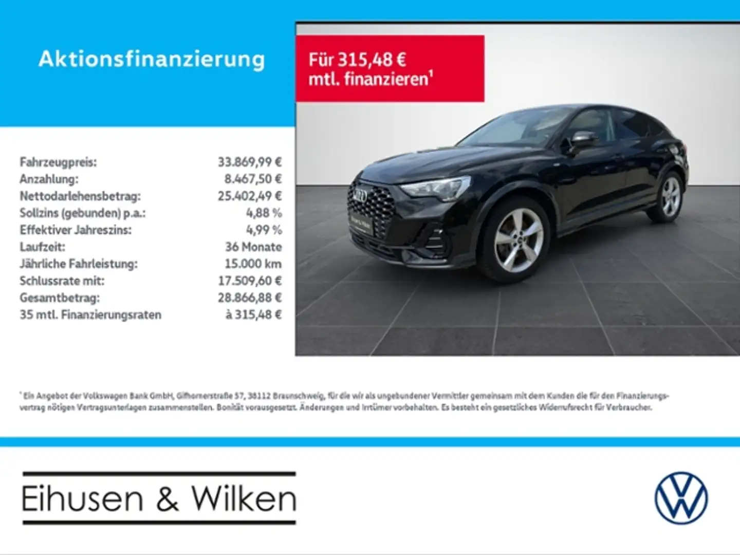 Audi Q3 Sportback 45+TFSI e+S-LINE+OPTIK SCHWARZ+AHK+ Noir - 1