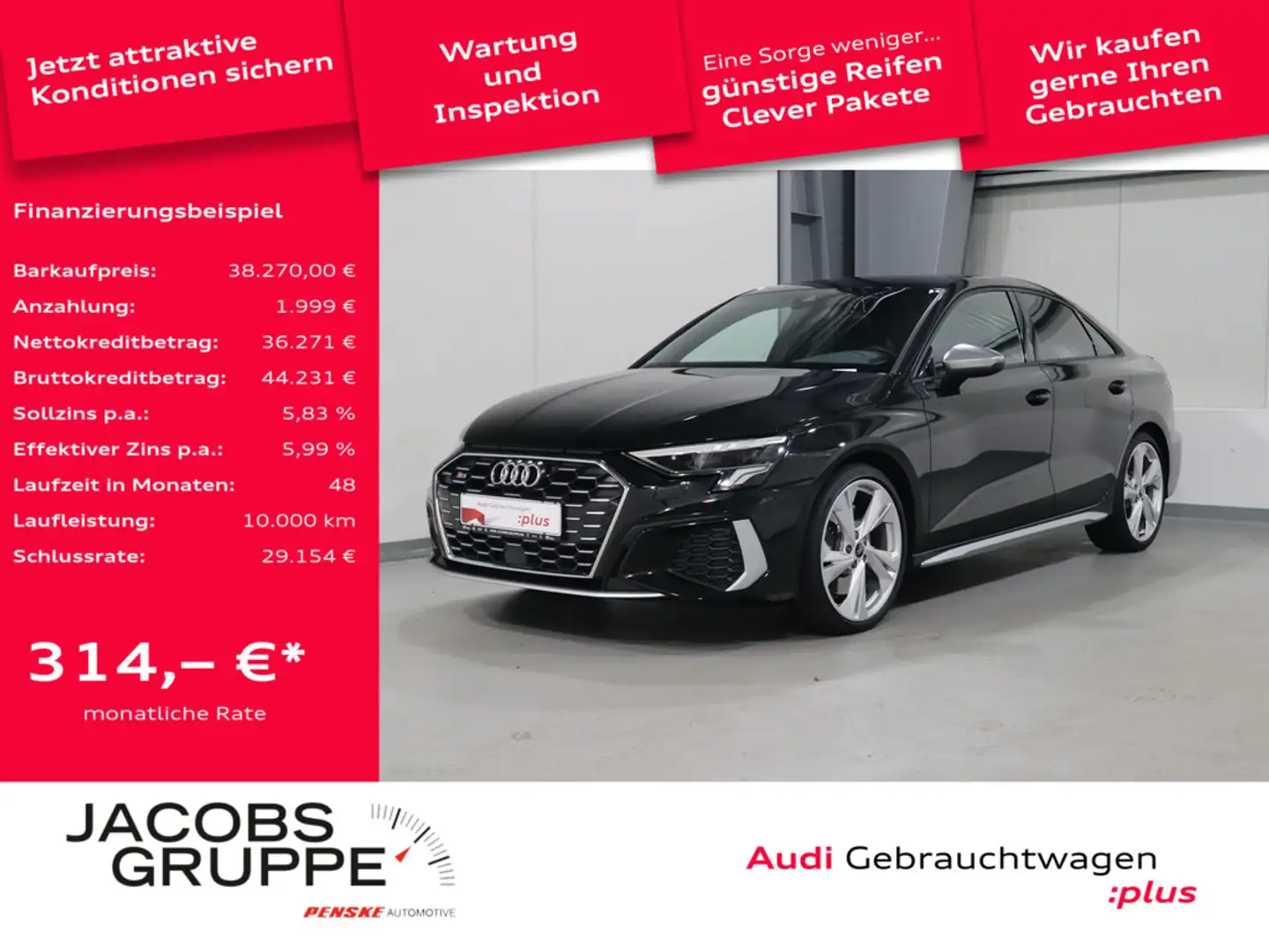 Audi S3 Limo 2.0 TFSI quattro B&O*LED*R-Kamera * Schwarz - 1