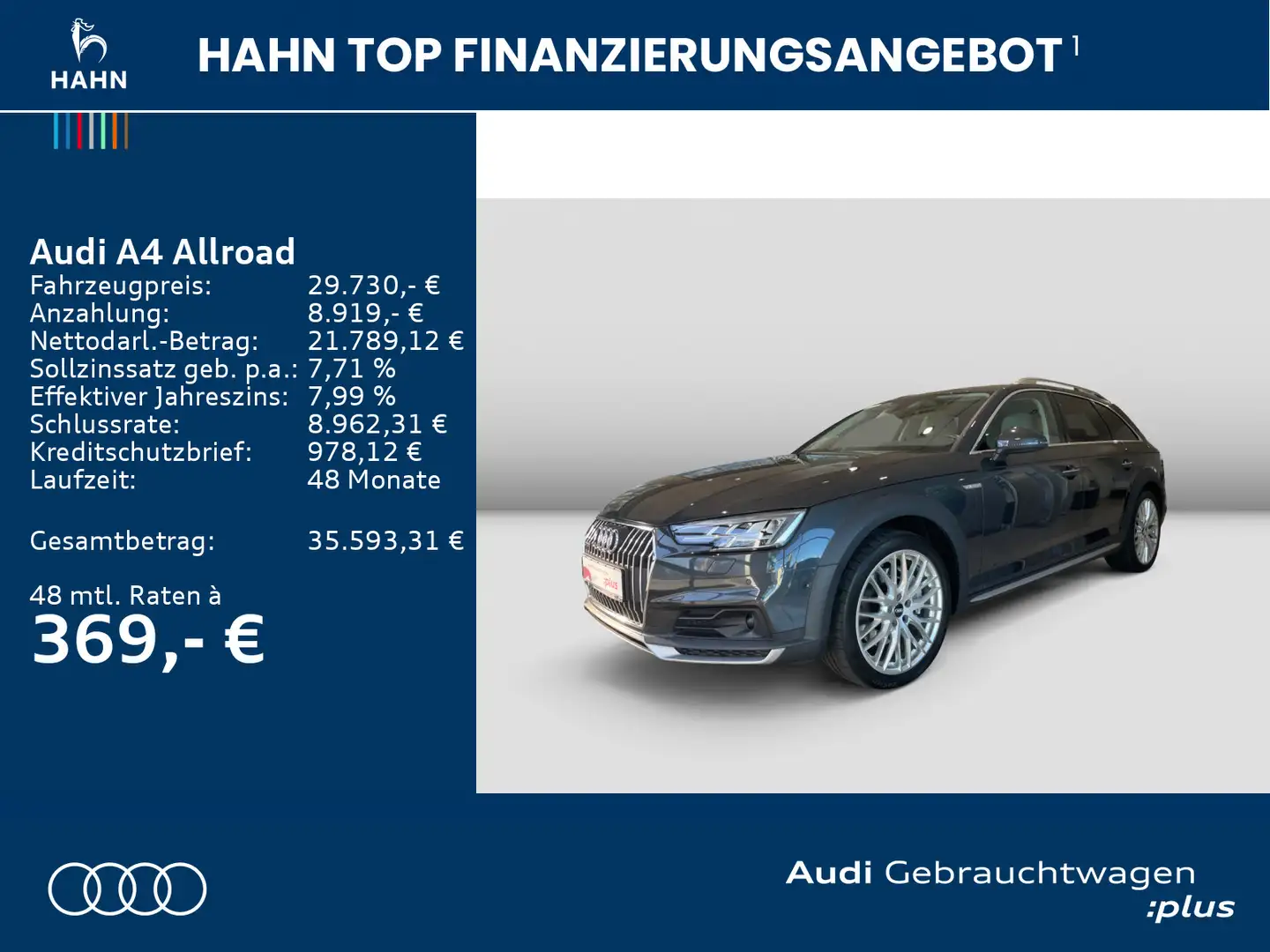 Audi A4 allroad A4 allroad quattro 3.0TDI Matrix HUD B&O CAM AHK Gris - 2