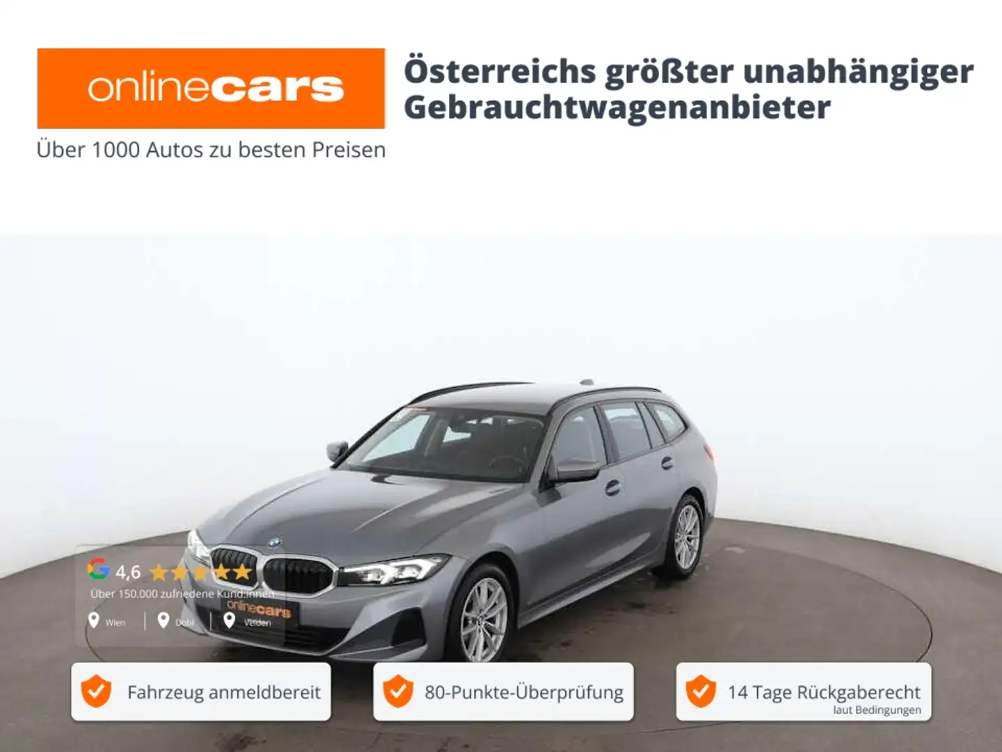 BMW 320 d Touring Aut LED NAVI LEDER TEMPOMAT R-CAM Grau - 1