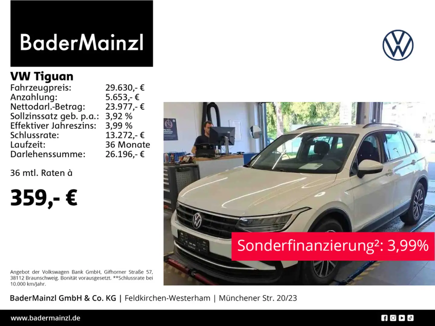 Volkswagen Tiguan 2.0 TDI DSG Life AHK Kamera Navi LED ACC Weiß - 1