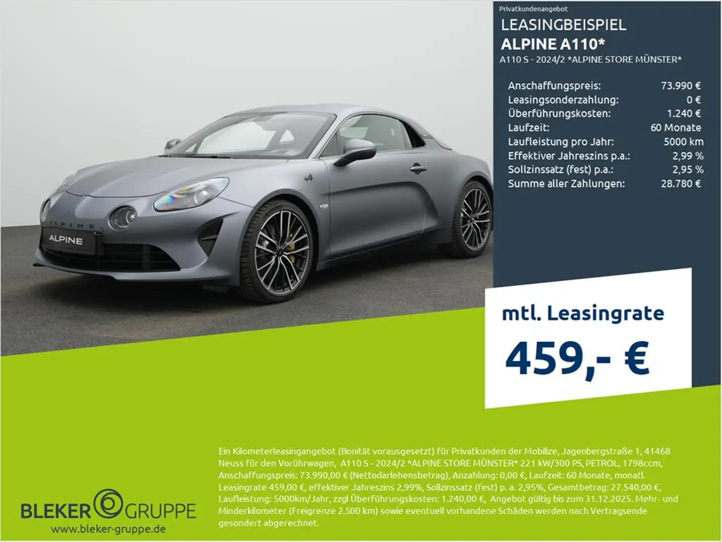 Alpine A110 A110 S - 2024/2 *ALPINE STORE MÜNSTER* Grijs - 1