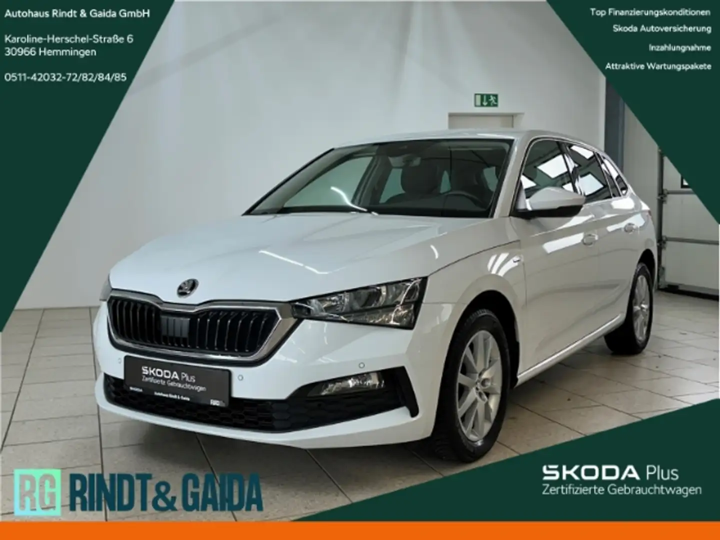 Skoda Scala Ambition 1.0 TSI Navi SHZ Kamera PDC v+h Weiß - 1