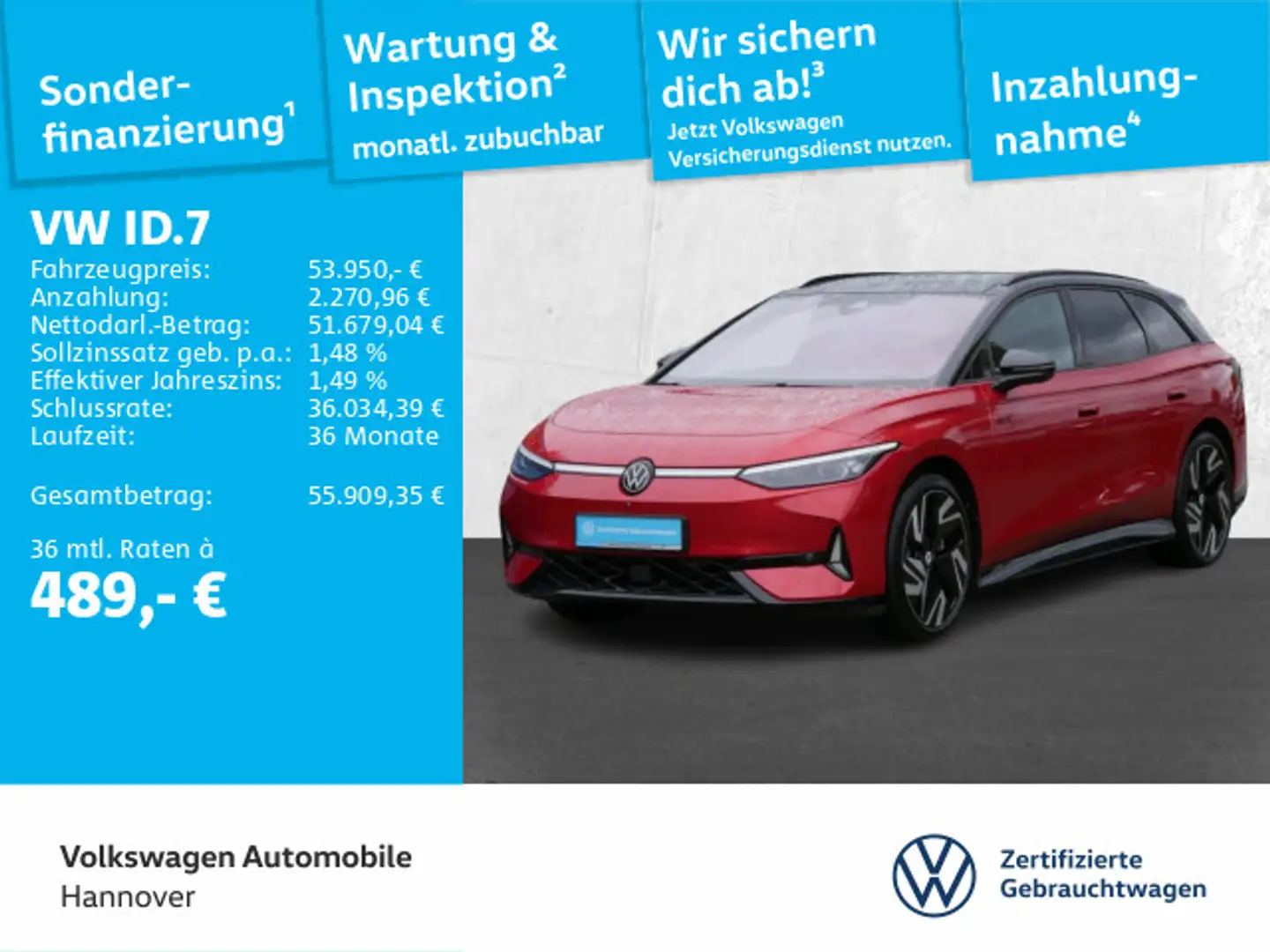 Volkswagen ID.7 Tourer GTX AHK ACC Kamera Navi SHZ Rouge - 1