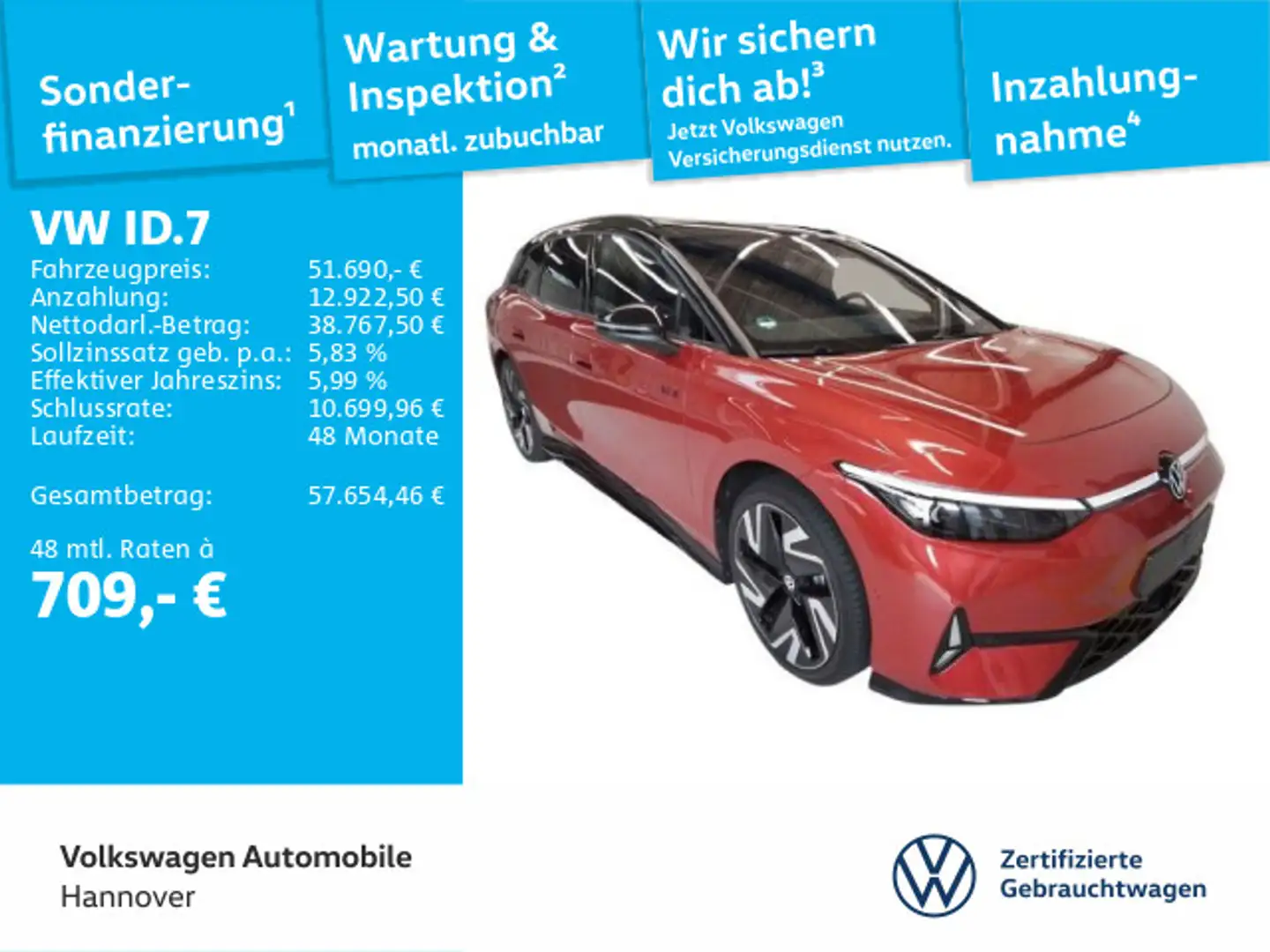 Volkswagen ID.7 Tourer GTX AHK ACC Kamera Navi SHZ Rot - 1
