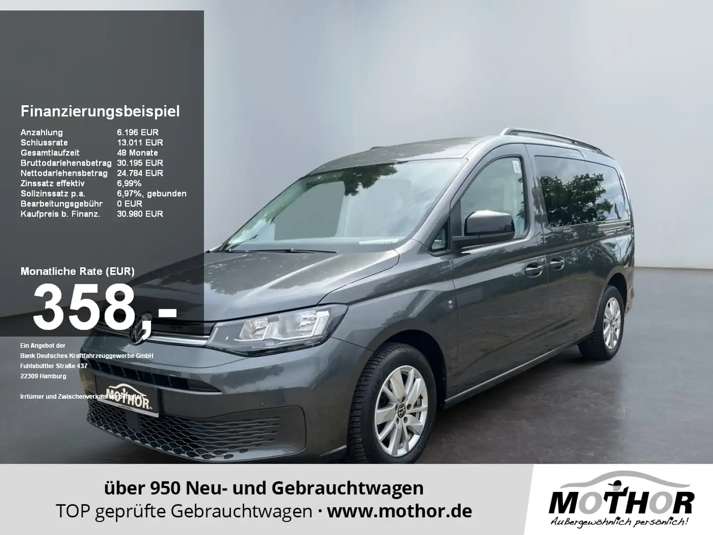 Volkswagen Caddy Maxi Life 1.5 TSI 7-Sitze ACC FLA STH AHK Grau - 1