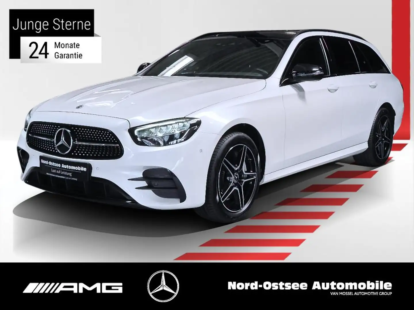 Mercedes-Benz E 300 de 4M T AMG HUD NIGHT BURMST PANO LED AHK Blanc - 1