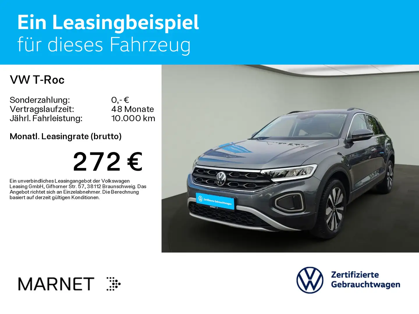 Volkswagen T-Roc Life MOVE 1.0 TSI 81kW NAVI*AHK*KAMERA*ASG Grau - 2