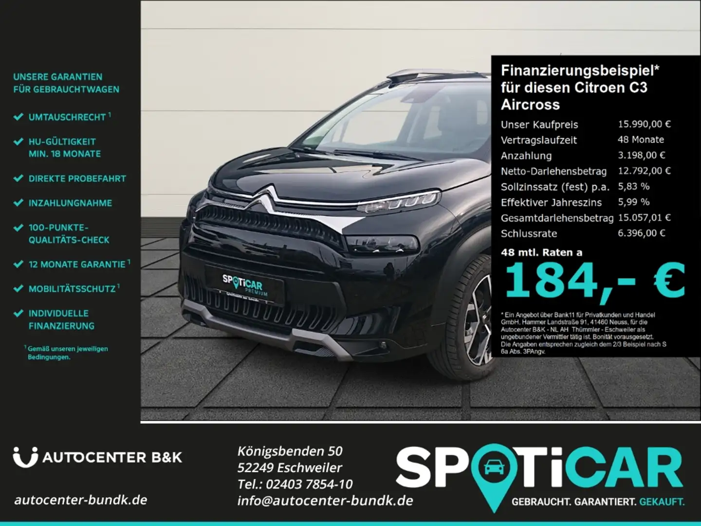 Citroen C3 Aircross PureTech 110 Shine Pack SHZ Rückfahrkamera Keyless Schwarz - 1