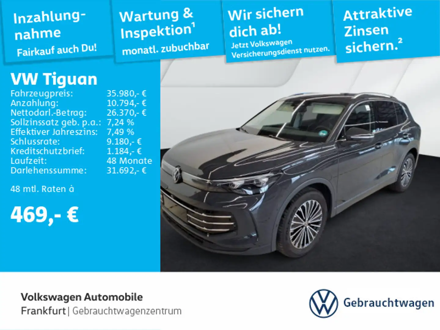 Volkswagen Tiguan 1.5 eTSI DSG Elegance Navi IQ.Light DAB+ Grau - 1