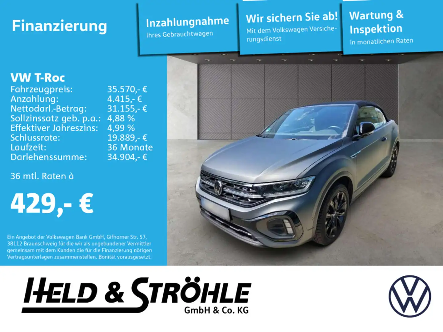 Volkswagen T-Roc Cabrio R-Line Edition Grey 1.5 TSI DSG AHK Grau - 1