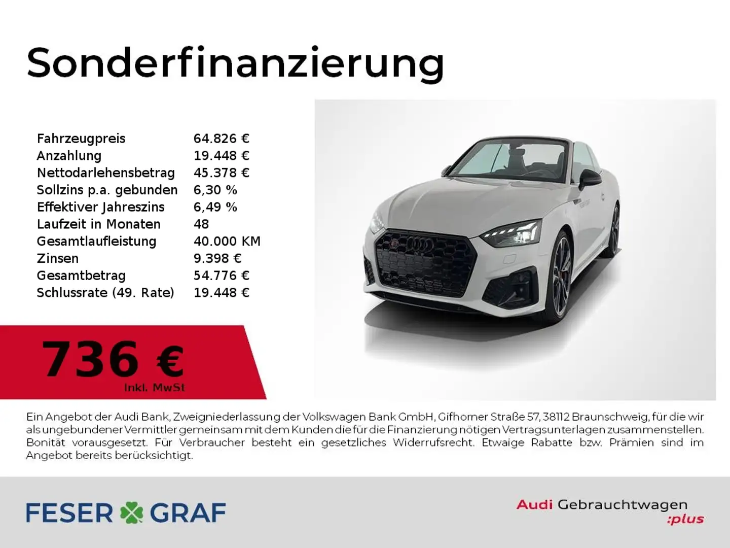 Audi S5 Cabriolet TFSI HUD,Leder,Kamera,Matrix,B&O Blanc - 1