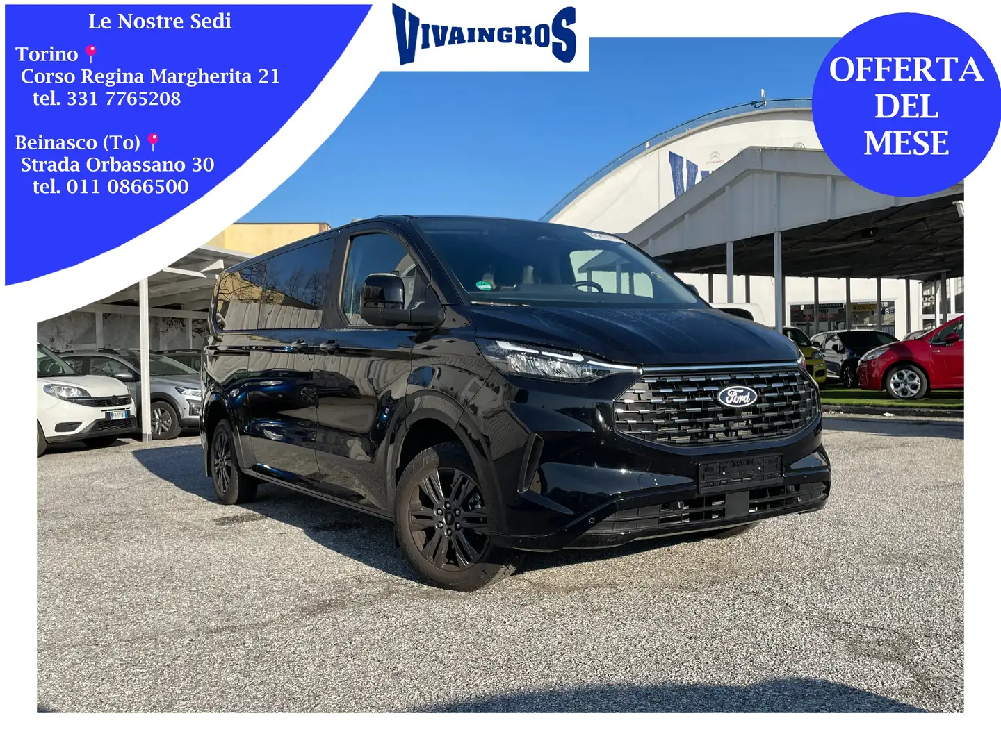 Ford Tourneo Custom 2.0 EcoBlue 136CV Aut. Titanium 9 POSTI Noir - 1