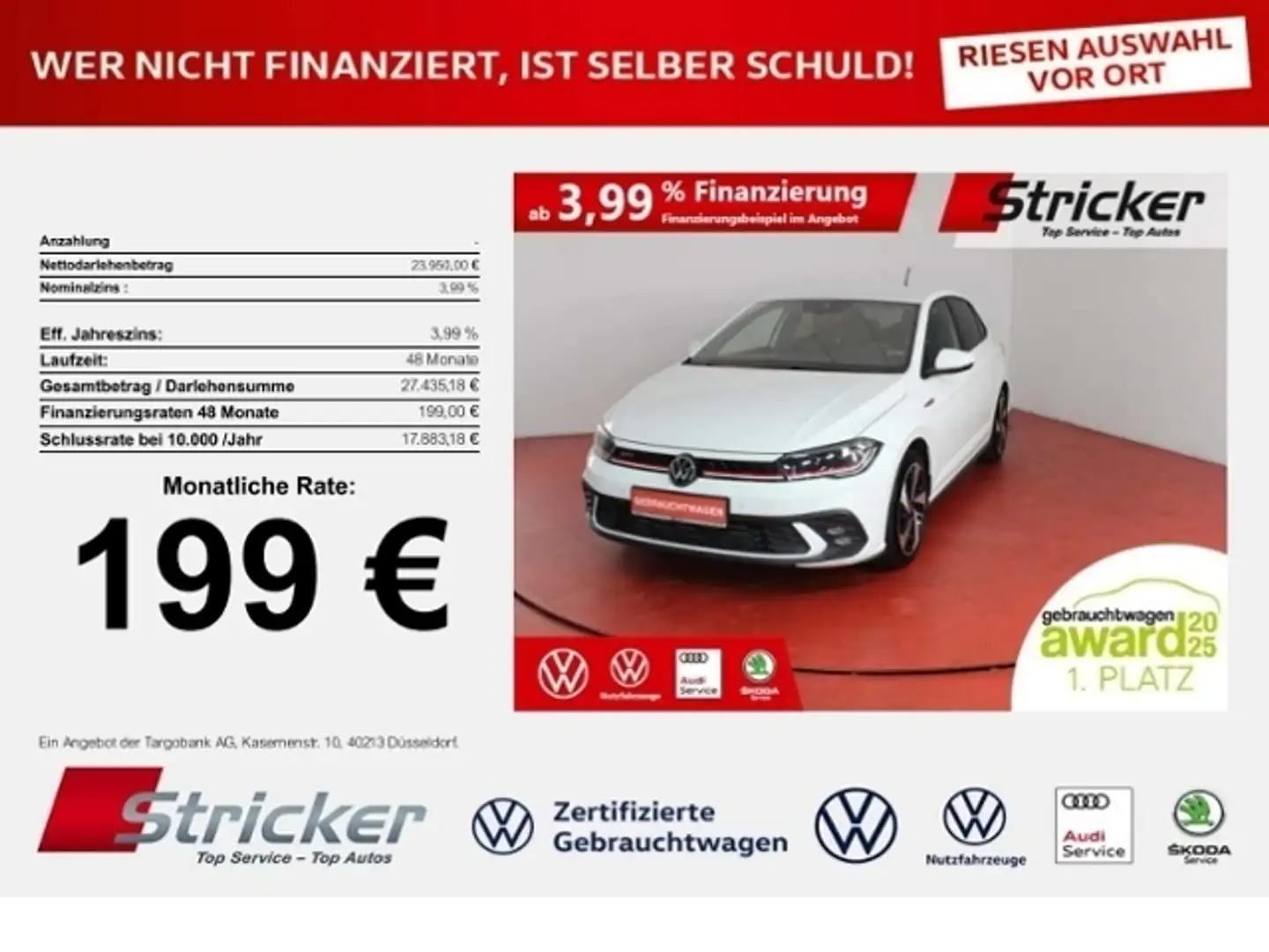 Volkswagen Polo GTI 2.0TSI DSG 199,-ohne Anzahlung ACC App-Connec Weiß - 1