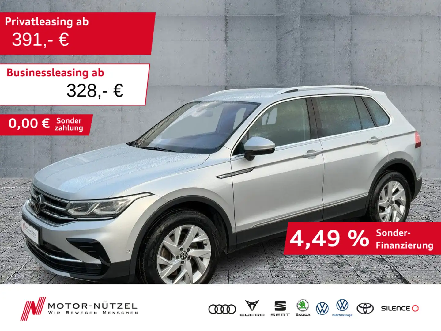 Volkswagen Tiguan 2.0 TDI 4M DSG ELEGANCE MATRIX+NAVI+AHK Silber - 1