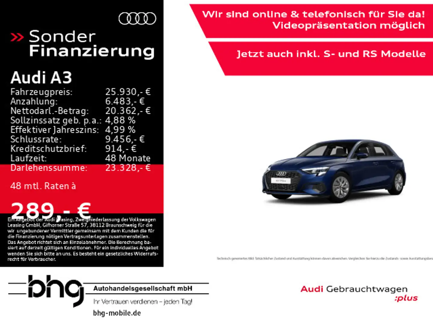 Audi A3 40 TFSIe Sportback S tronic Blau - 1