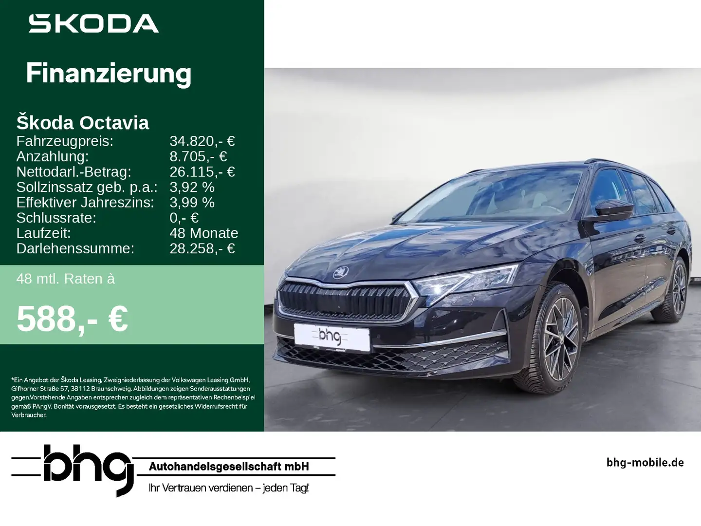 Skoda Octavia Combi 2.0 TDI DSG Frontradar GRA LED DAB Schwarz - 1