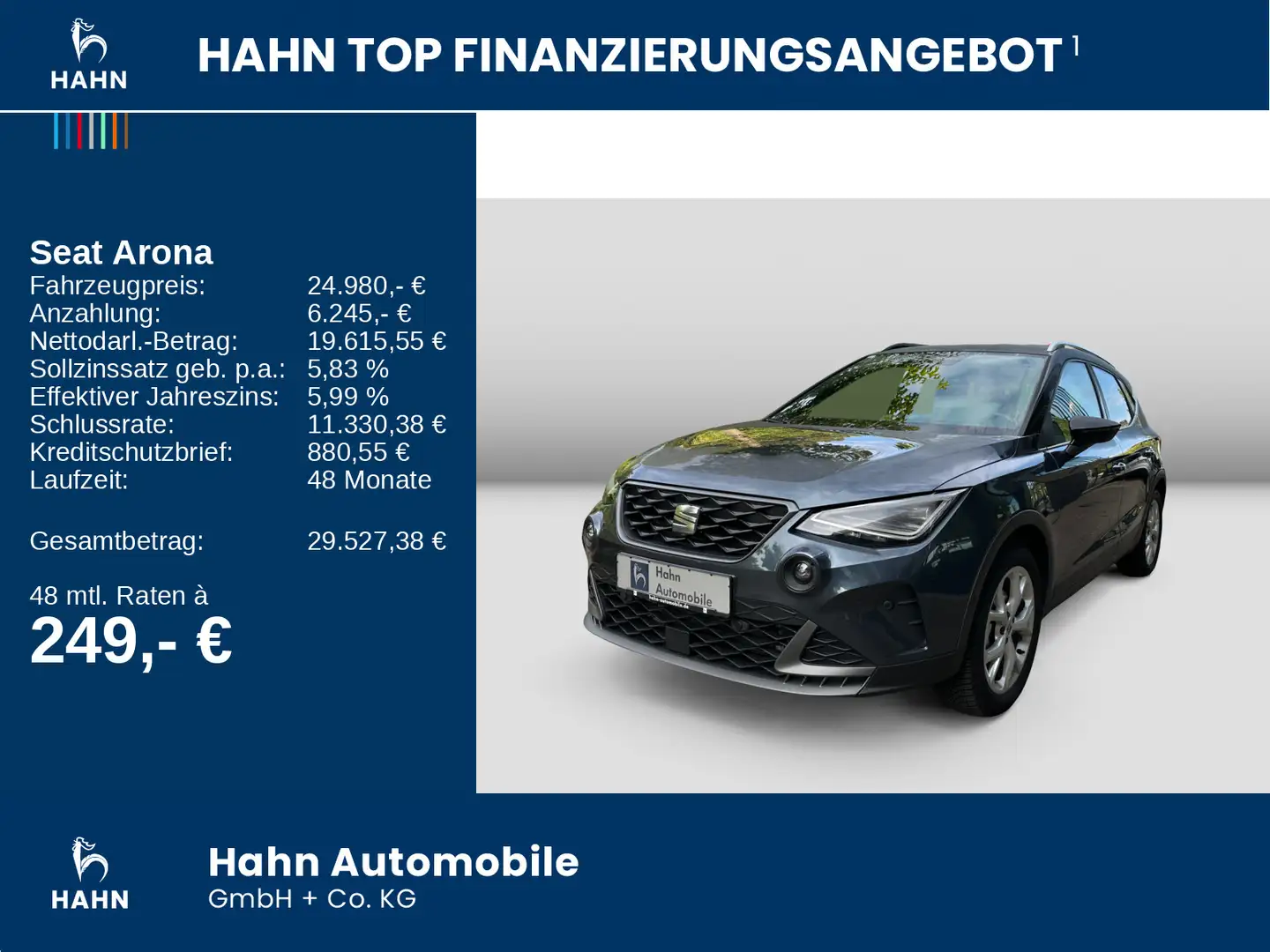 SEAT Arona 1.5TSI DSG FR LED ACC Navi CAM Sitzhzg APP Grau - 2