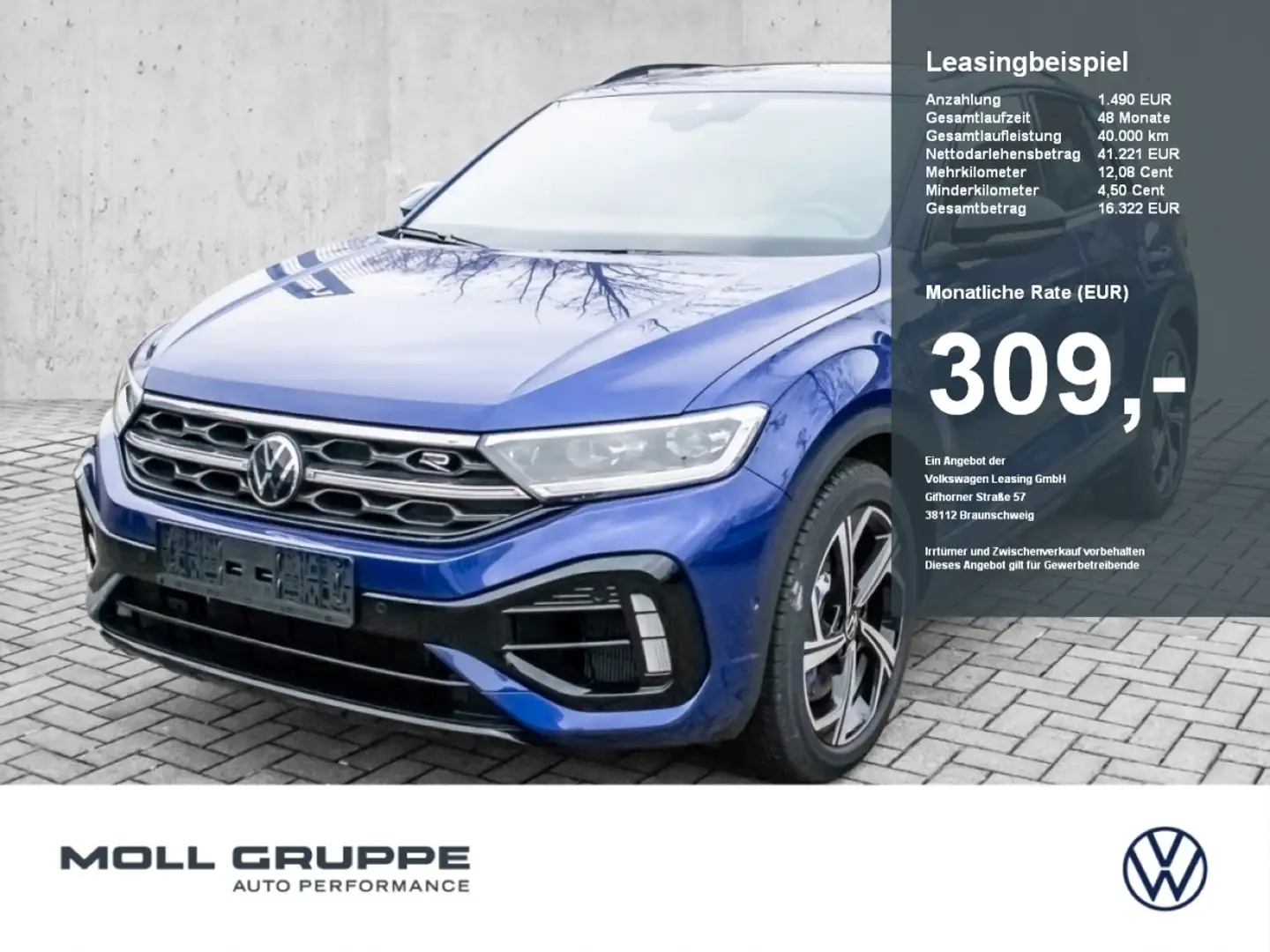 Volkswagen T-Roc R 2.0 l TSI OPF 4MOTION DSG NAVI PANO LM Blau - 1