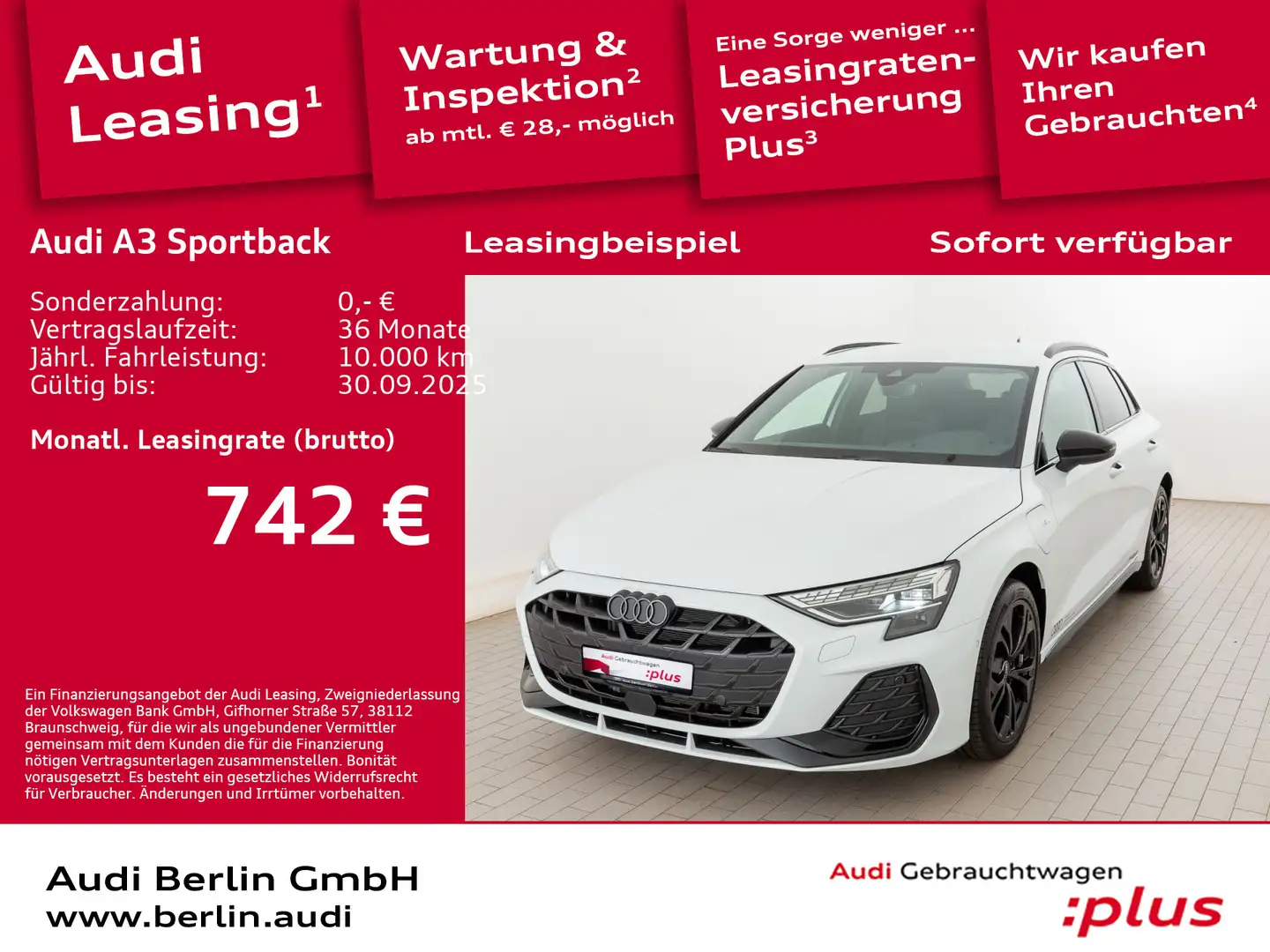Audi A3 S line 45 TFSI e S tronic Weiß - 1