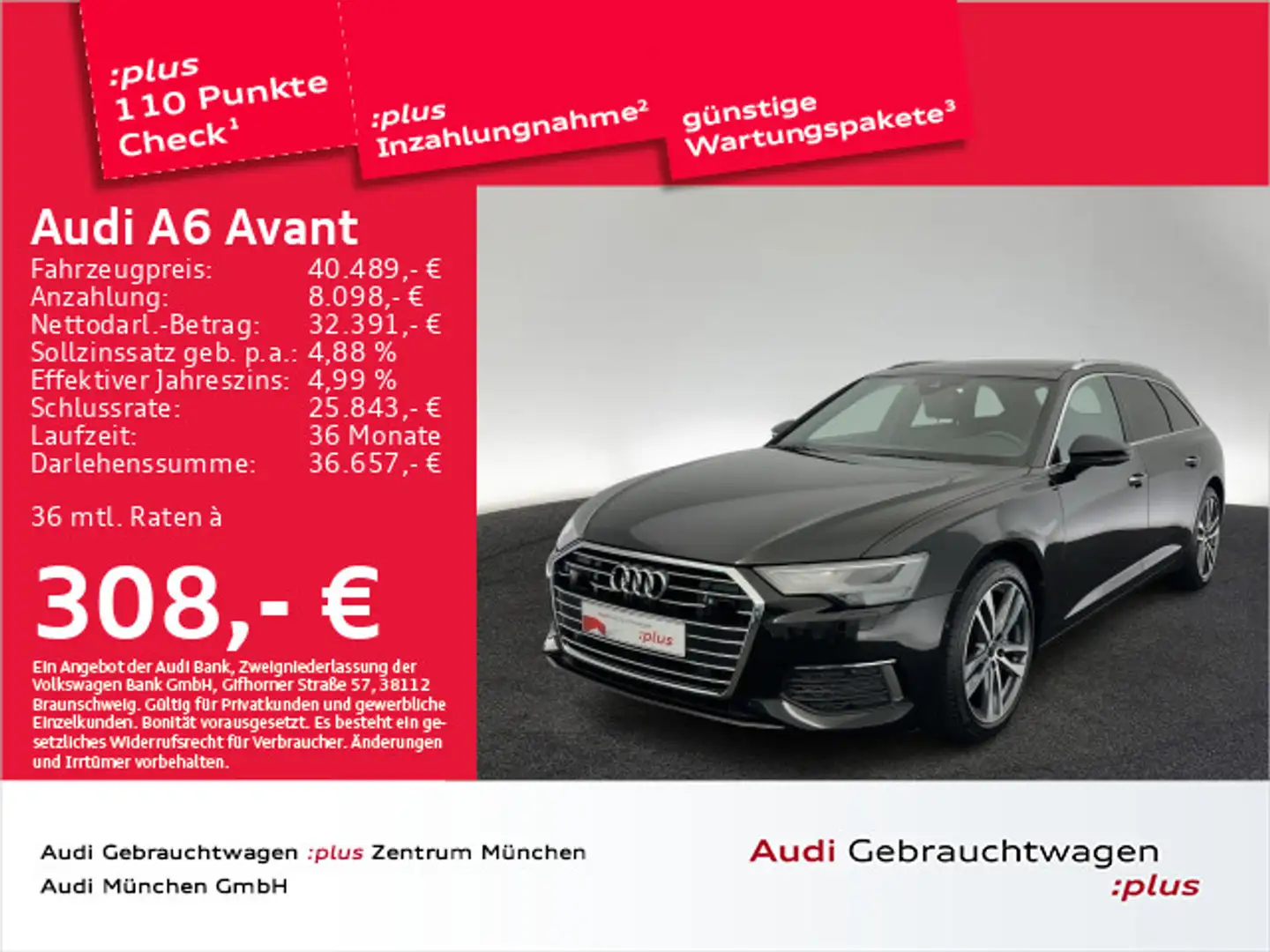 Audi A6 40 TDI S tronic Pano/Virtual+/ACC/Leder Schwarz - 1